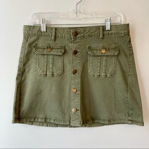 ALTAR'D STATE GREEN DENIM MINI SKIRT